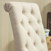 Tan Solid Wood Tufted Parsons Dining Chairs, Set of 2